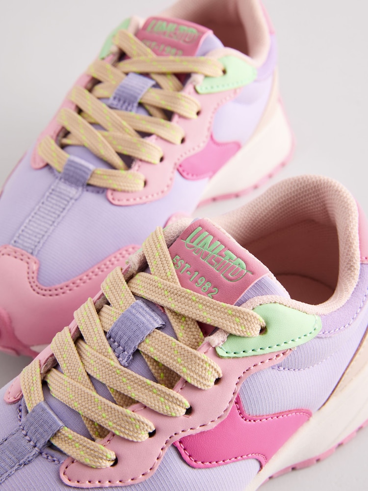 Pink Colourblock Lace-Up Chunky Trainers - Image 3 of 5