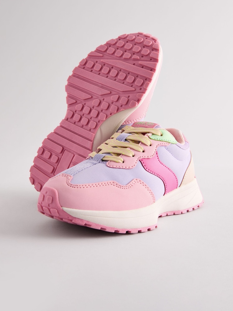 Pink Colourblock Lace-Up Chunky Trainers - Image 4 of 5