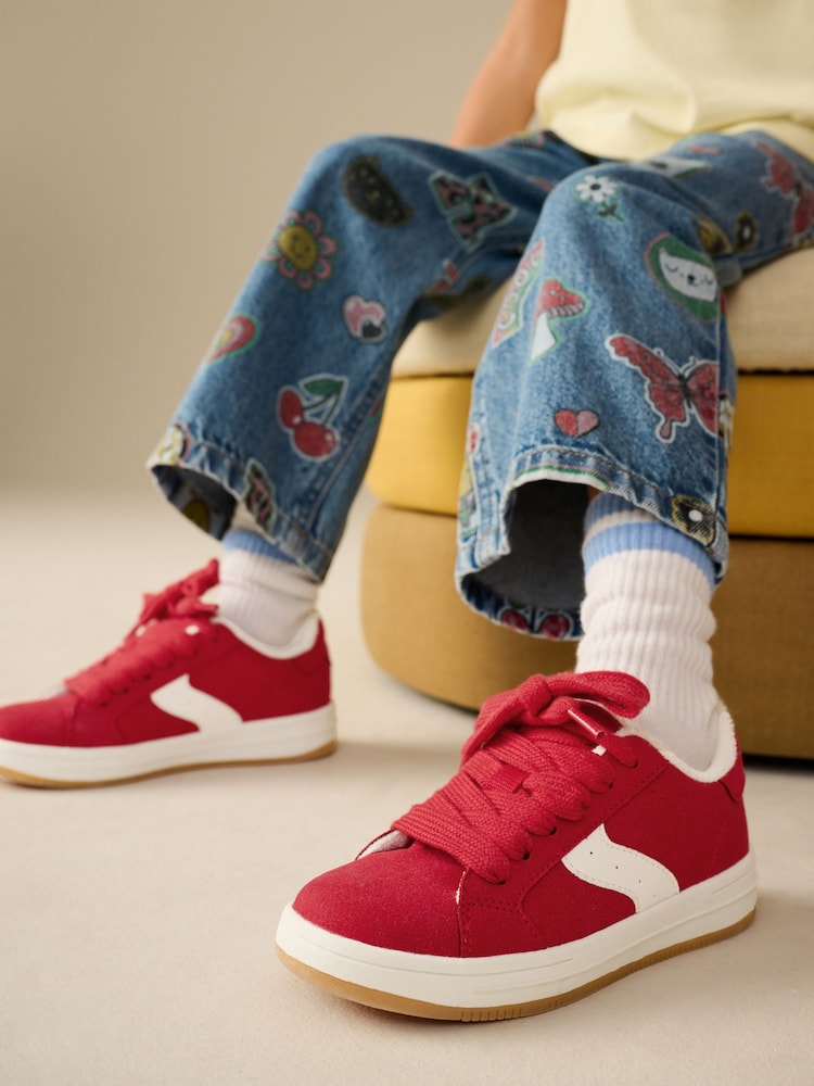 Red Lace-Up Chunky Trainers - Image 1 of 9