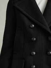 Reiss Black Lily Wool Blend Double Breasted Pea Coat - Image 3 of 6