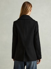 Reiss Black Lily Wool Blend Double Breasted Pea Coat - Image 4 of 6