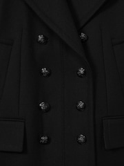 Reiss Black Lily Wool Blend Double Breasted Pea Coat - Image 6 of 6