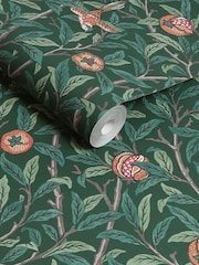 William Morris At Home Deep Green Bird and Pomegranate 10M Wallpaper - Image 3 of 4
