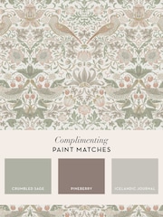William Morris At Home Sage & Pink Strawberry Thief 10M Wallpaper - Image 4 of 4