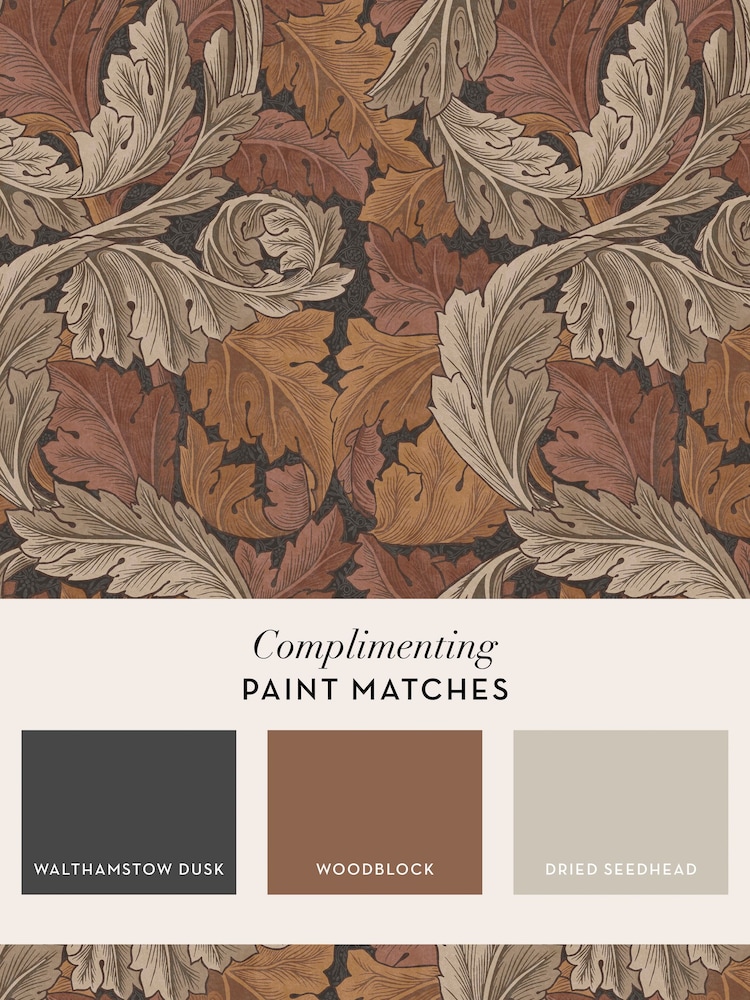 William Morris At Home Burnt Orange Acanthus 10M Wallpaper - Image 4 of 4