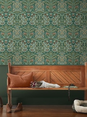 William Morris At Home Deep Green Blackthorn 10M Wallpaper - Image 1 of 4