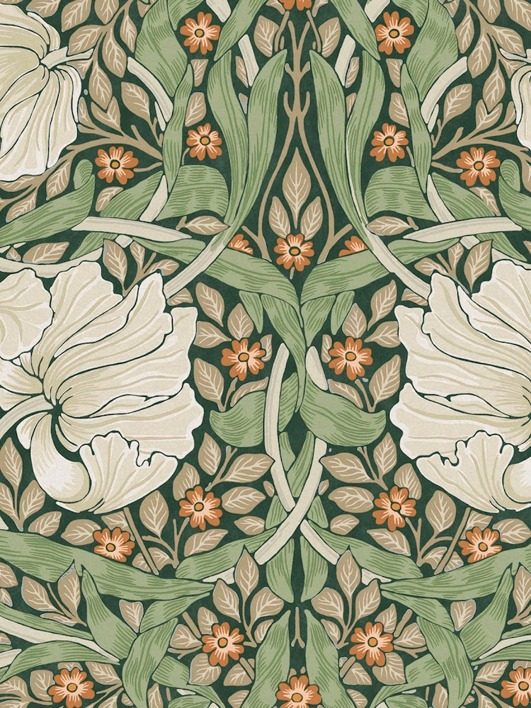 William Morris At Home Green Pimpernel 10M Wallpaper - Image 2 of 4