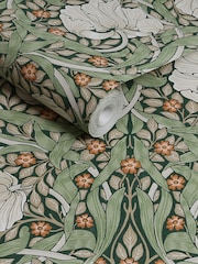 William Morris At Home Green Pimpernel 10M Wallpaper - Image 3 of 4