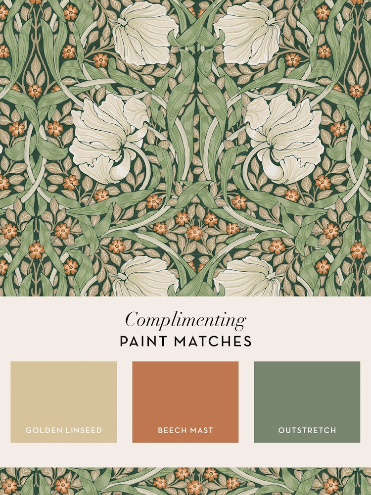 William Morris At Home Green Pimpernel 10M Wallpaper - Image 4 of 4