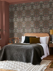 William Morris At Home Charcoal & Burnt Orange Blackthorn 10M Wallpaper - Image 1 of 4