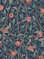 William Morris At Home Navy Blue Bird and Pomegranate 10M Wallpaper - Image 2 of 4