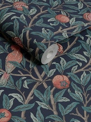 William Morris At Home Navy Blue Bird and Pomegranate 10M Wallpaper - Image 3 of 4