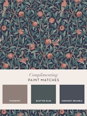 William Morris At Home Navy Blue Bird and Pomegranate 10M Wallpaper - Image 4 of 4