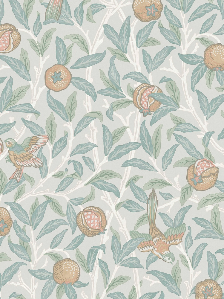 William Morris At Home Duck Egg Bird and Pomegranate 10M Wallpaper - Image 2 of 4