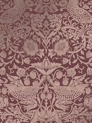 William Morris At Home Burgundy Strawberry Thief 10M Wallpaper - Image 2 of 4