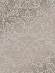 William Morris At Home Neutral Strawberry Thief Fibrous 10M Wallpaper - Image 2 of 4