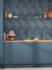 William Morris At Home Deep Blues Willow Bough 10M Wallpaper - Image 1 of 4