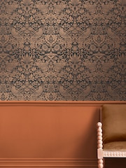 William Morris At Home Charcoal Strawberry Thief Fibrous 10M Wallpaper - Image 1 of 4