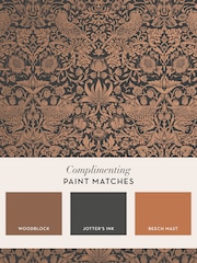William Morris At Home Charcoal Strawberry Thief Fibrous 10M Wallpaper - Image 4 of 4