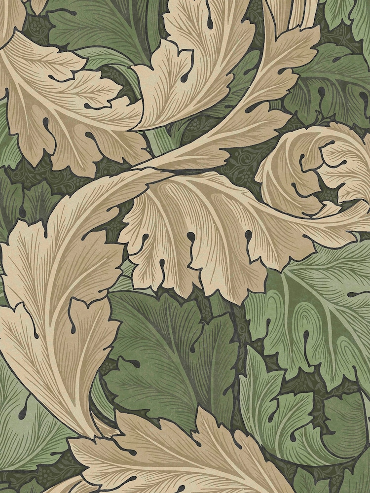 William Morris At Home Green Acanthus 10M Wallpaper - Image 2 of 4