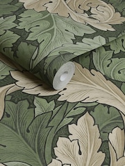 William Morris At Home Green Acanthus 10M Wallpaper - Image 3 of 4