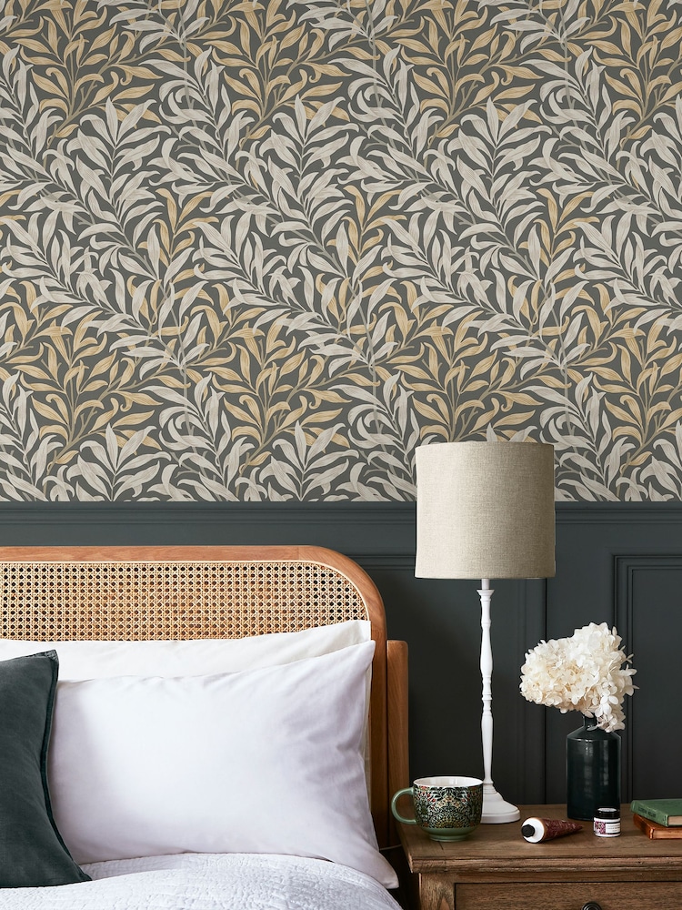 William Morris At Home Charcoal Willow Bough 10M Wallpaper - Image 1 of 4