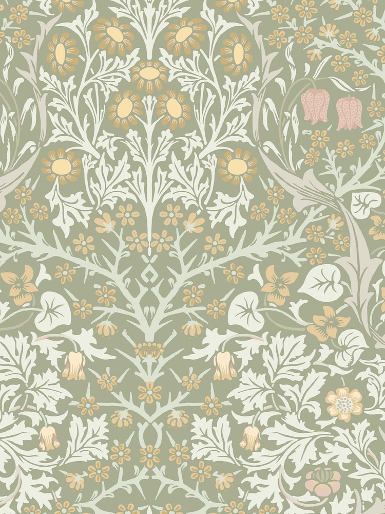William Morris At Home Sage Blackthorn 10M Wallpaper - Image 2 of 4