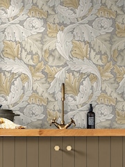 William Morris At Home Neutral Acanthus 10M Wallpaper - Image 1 of 4