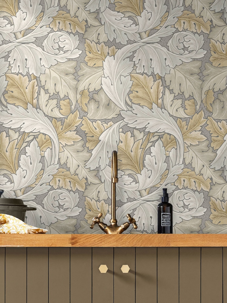 William Morris At Home Neutral Acanthus 10M Wallpaper - Image 1 of 4
