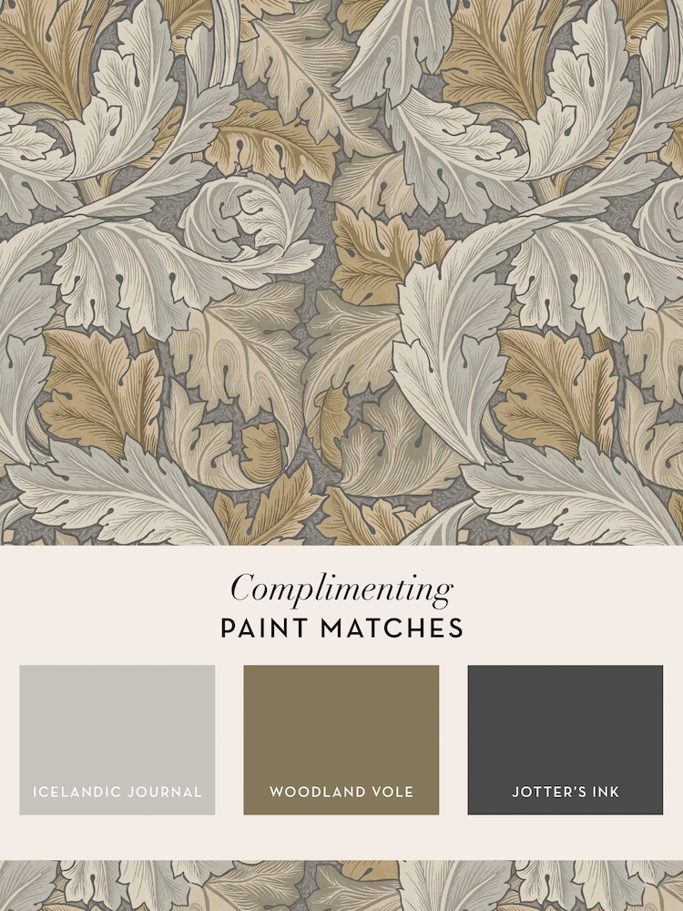 William Morris At Home Neutral Acanthus 10M Wallpaper - Image 4 of 4