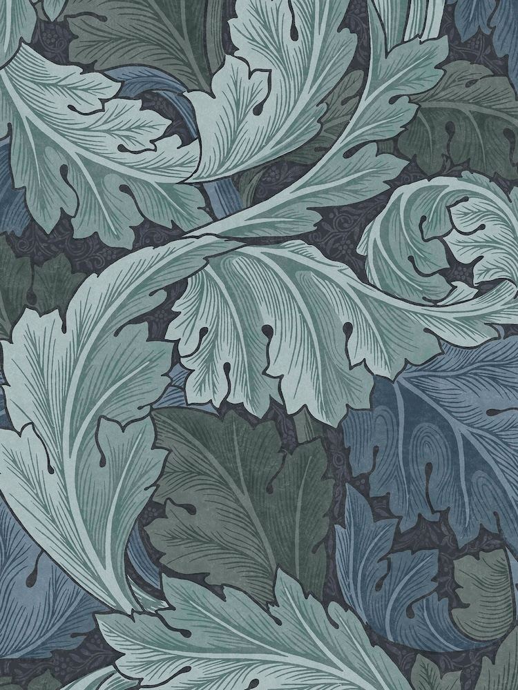 William Morris At Home Blue Acanthus 10M Wallpaper - Image 2 of 4