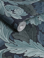 William Morris At Home Blue Acanthus 10M Wallpaper - Image 3 of 4
