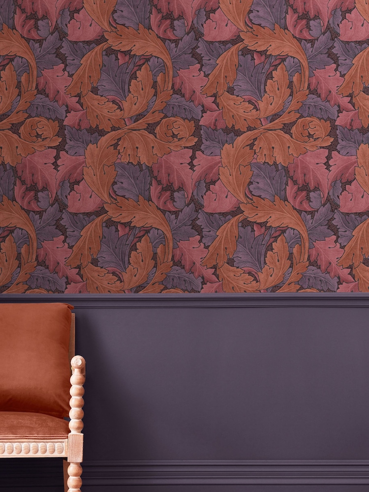 William Morris At Home Plum Acanthus 10M Wallpaper - Image 1 of 4
