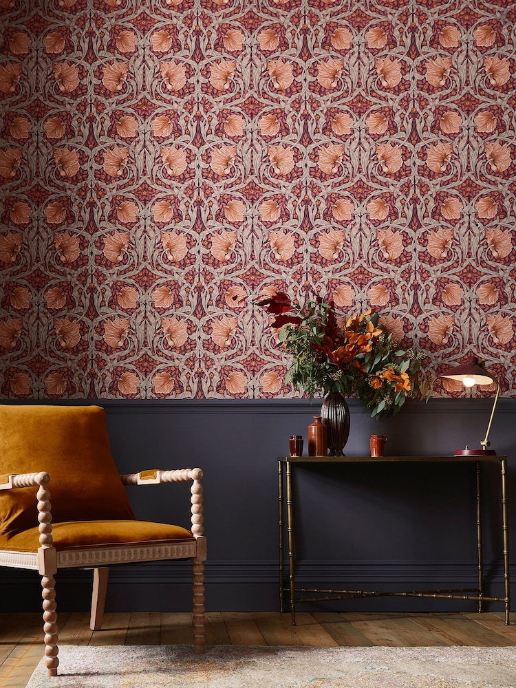 William Morris At Home Plum Pimpernel 10M Wallpaper - Image 1 of 4
