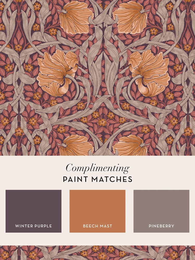 William Morris At Home Plum Pimpernel 10M Wallpaper - Image 4 of 4
