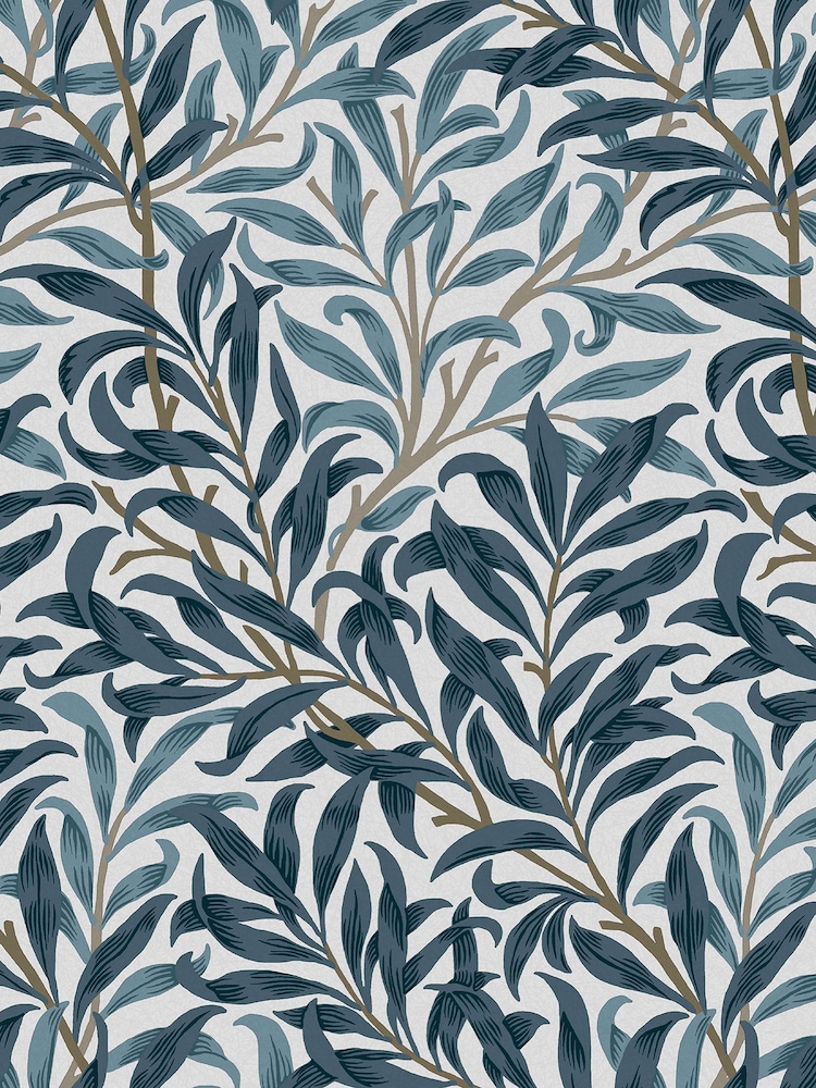 William Morris At Home White/Blues Willow Bough 10M Wallpaper - Image 2 of 4