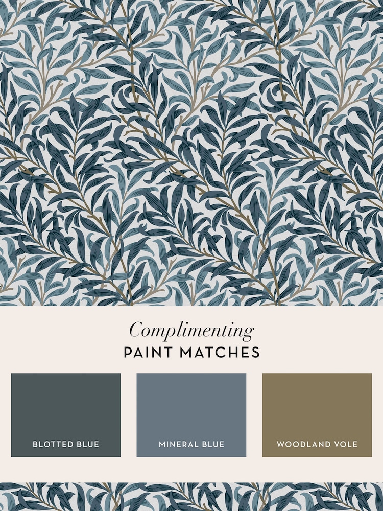 William Morris At Home White/Blues Willow Bough 10M Wallpaper - Image 4 of 4