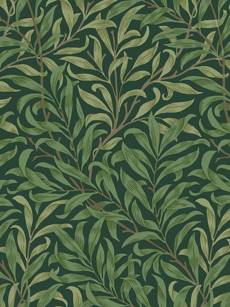 William Morris At Home Deep Green Willow Bough 10M Wallpaper - Image 2 of 4