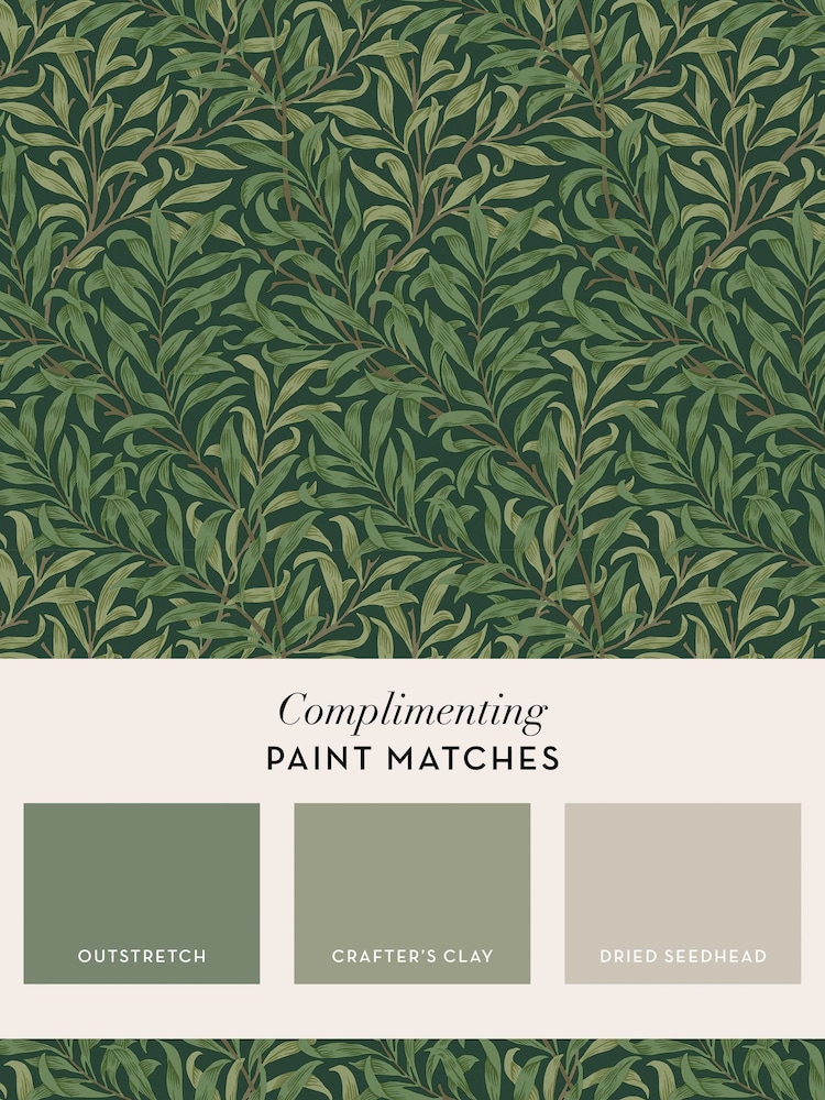 William Morris At Home Deep Green Willow Bough 10M Wallpaper - Image 4 of 4