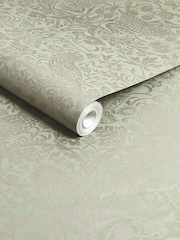 William Morris At Home Sage Strawberry Thief Fibrous 10M Wallpaper - Image 3 of 4