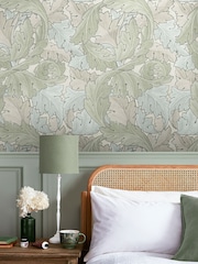 William Morris At Home Sage & Duck Egg Acanthus 10M Wallpaper - Image 1 of 4