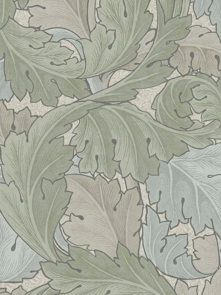 William Morris At Home Sage & Duck Egg Acanthus 10M Wallpaper - Image 2 of 4