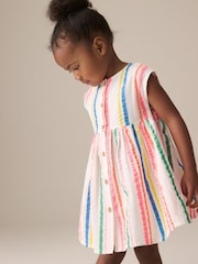 Rainbow Stripe Button Through Summer Dress (3mths-10yrs) - Image 1 of 7