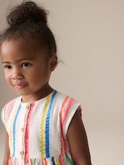 Rainbow Stripe Button Through Summer Dress (3mths-10yrs) - Image 2 of 7