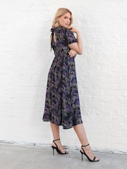 Lovedrobe Blue High Neck Midi Dress With Thigh Split - Image 2 of 6
