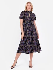 Lovedrobe Blue High Neck Midi Dress With Thigh Split - Image 3 of 6