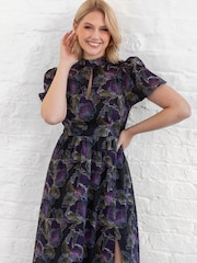 Lovedrobe Blue High Neck Midi Dress With Thigh Split - Image 4 of 6