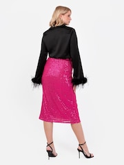 Lovedrobe Pink Functional Wrap Sequin Midi Skirt - Image 5 of 6