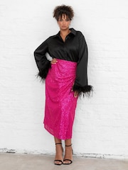 Lovedrobe Functional Wrap Sequin Midi Skirt - Image 1 of 6