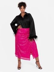 Lovedrobe Functional Wrap Sequin Midi Skirt - Image 3 of 6